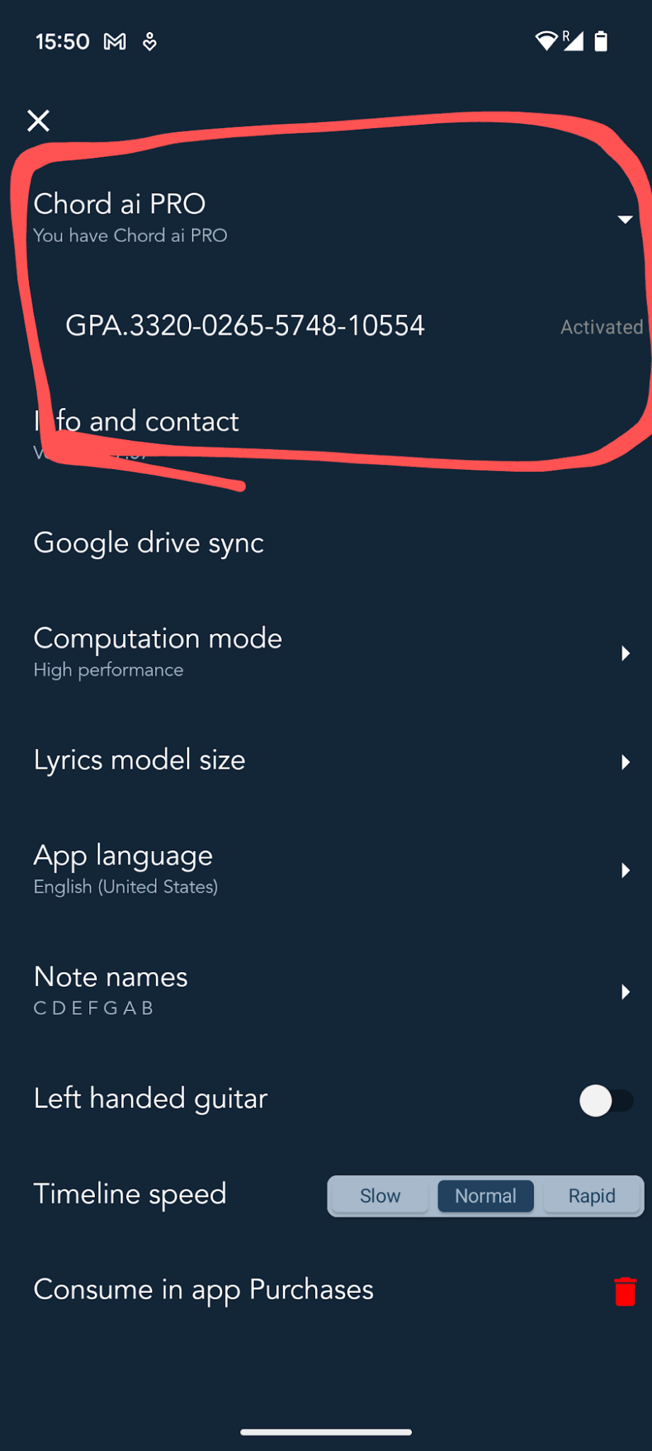 Google Play Store Payments and subscriptions page