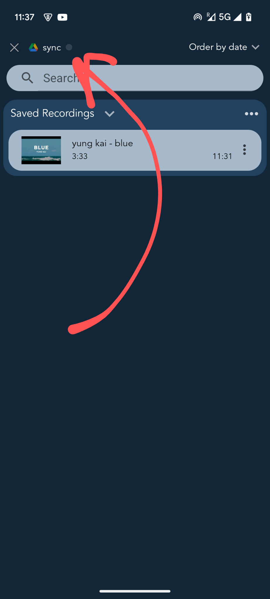 Sync option in the Playlist activity