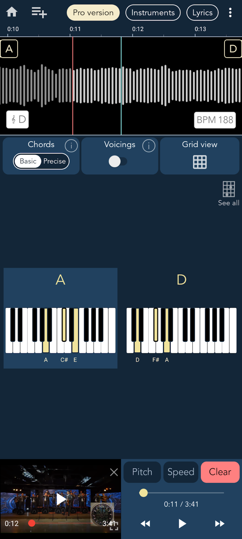 Loop selection shaded in grid view