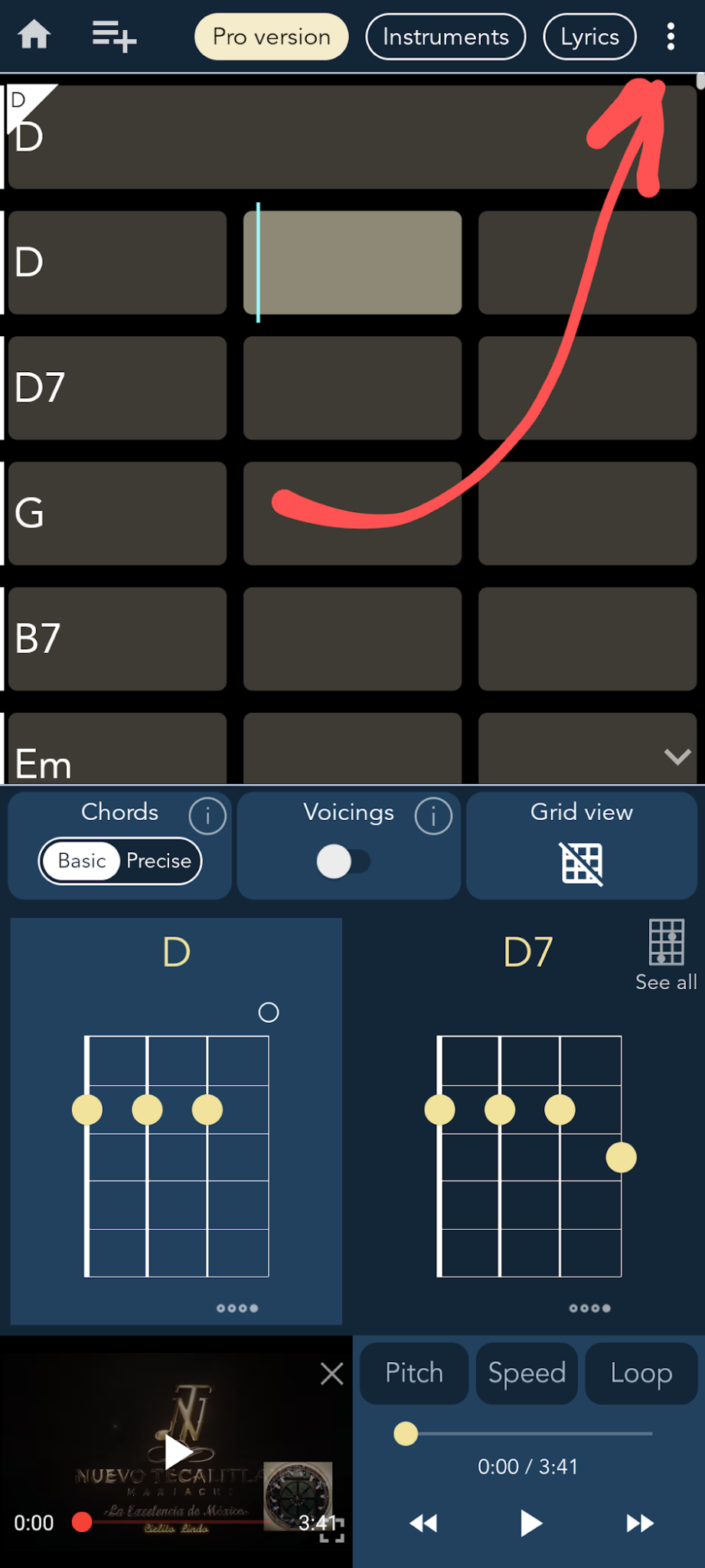 Song menu opened with the three-dot button